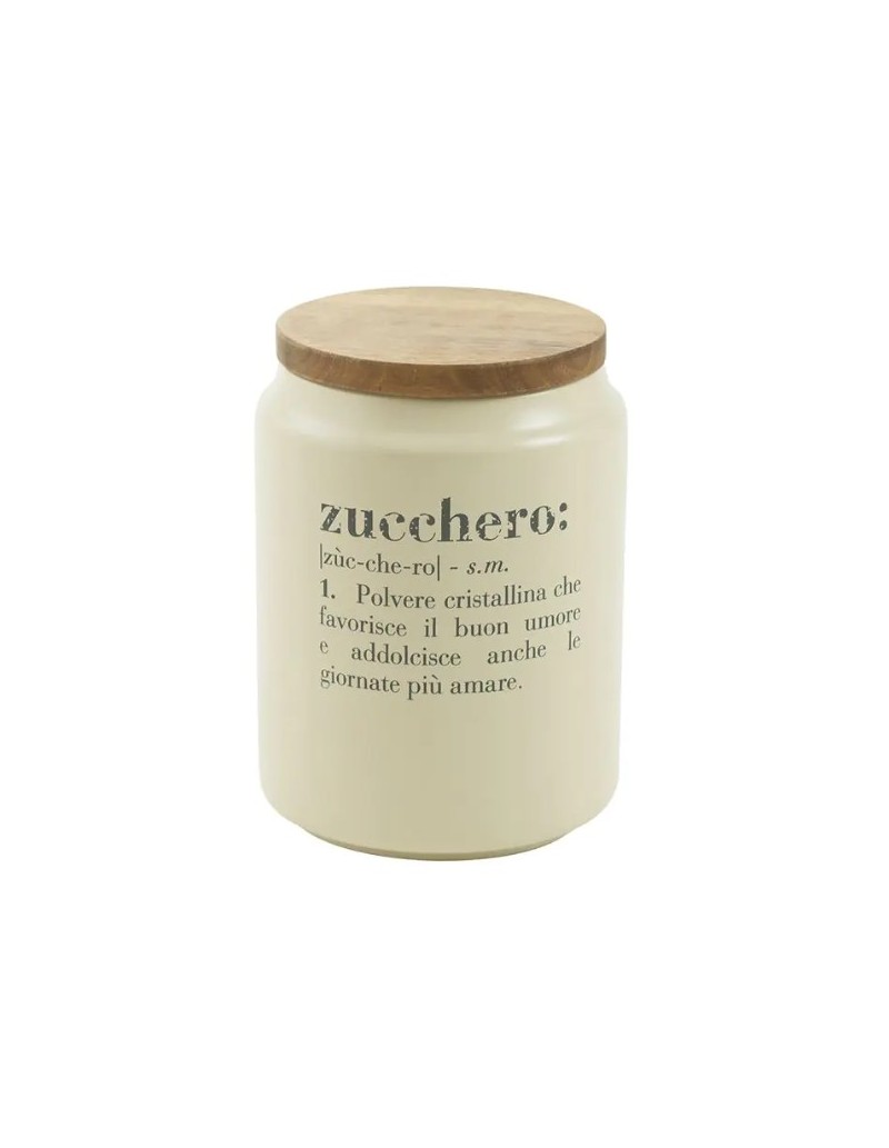 Barattolo zucchero Victionary in ceramica beige con tappo in bambù, 1100 ml | Villa d'Este -VILLA D' ESTE