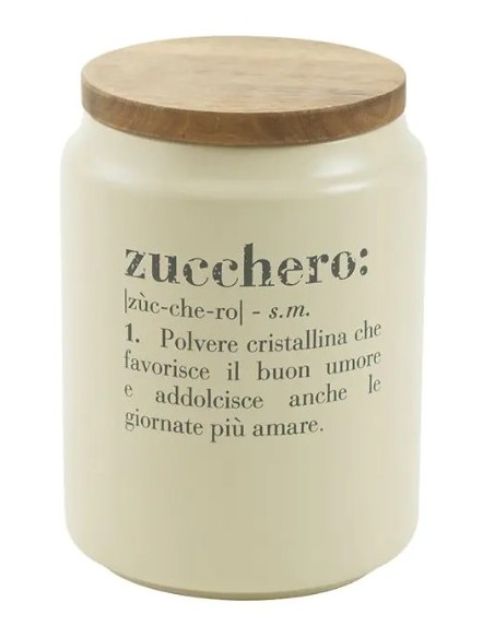 Barattolo zucchero Victionary in ceramica beige con tappo in bambù, 1100 ml | Villa d'Este -VILLA D' ESTE