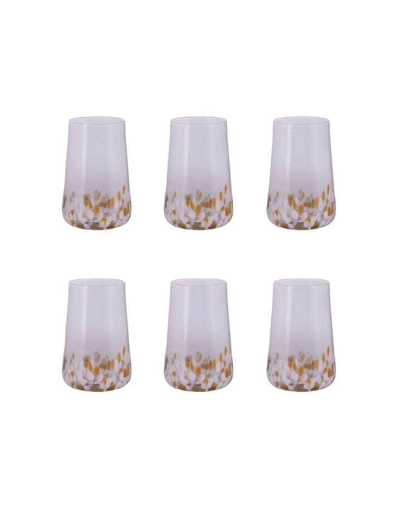 Lilia Gold set 6 bicchieri acqua con gocce opache e bronzo, 590 ml | Villa d'Este -VILLA D' ESTE