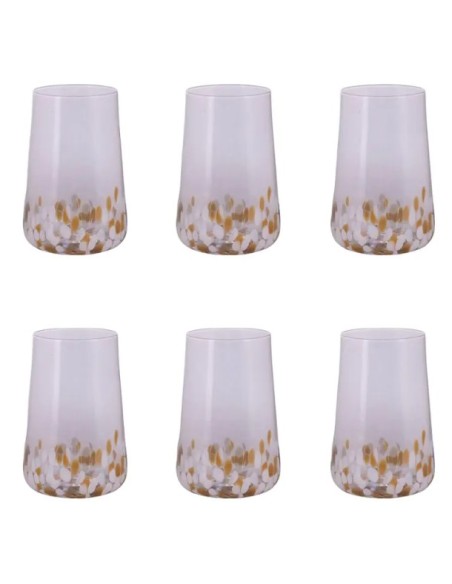 Lilia Gold set 6 bicchieri acqua con gocce opache e bronzo, 590 ml | Villa d'Este -VILLA D' ESTE
