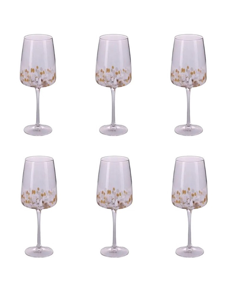Lilia Gold set 6 calici vino bianco con gocce opache e bronzo, 500 ml | Villa d'Este -VILLA D' ESTE