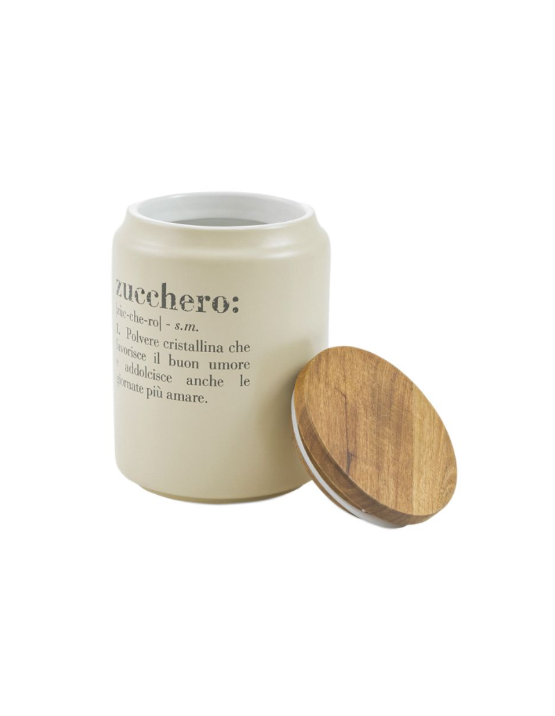 Barattolo zucchero Victionary in ceramica beige con tappo in bambù, 1100 ml | Villa d'Este -VILLA D' ESTE