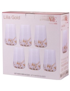 Lilia Gold set 6 bicchieri acqua con gocce opache e bronzo, 590 ml | Villa d'Este -VILLA D' ESTE 2