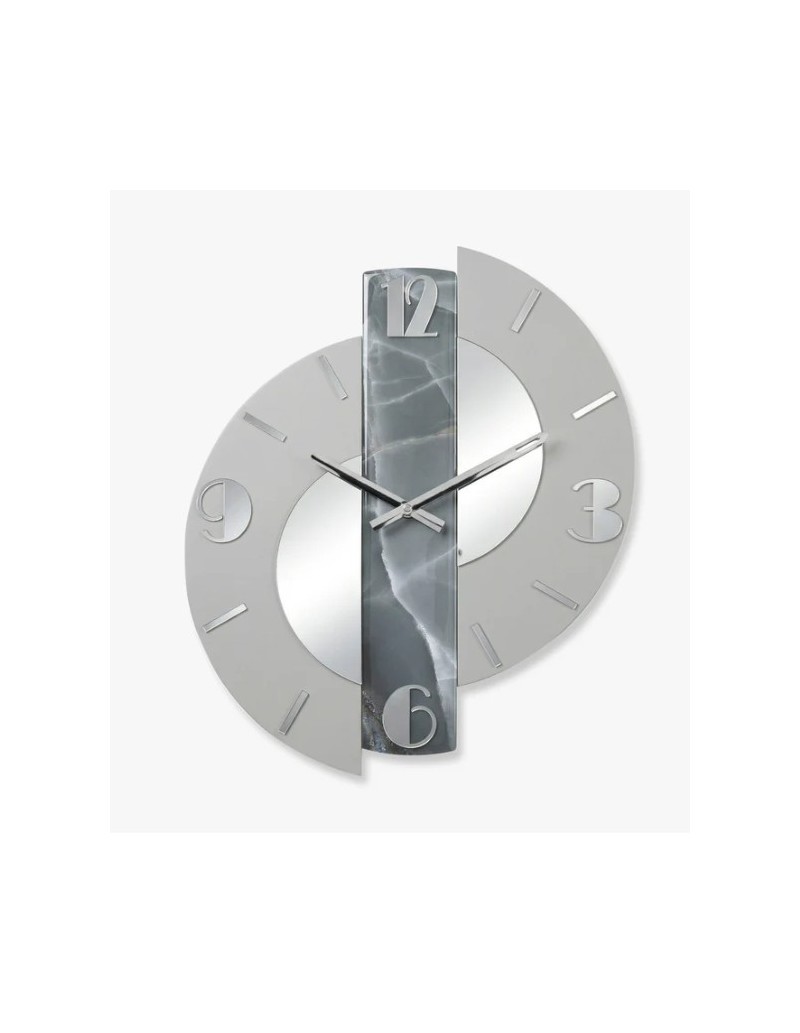 Orologio da parete Spike 50x58 cm in legno laccato grigio, numeri a specchio | Artidea -ARTIDEA