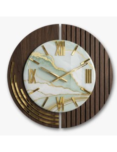 Orologio da parete Logos Ø 70 cm in legno cannettato e resina, numeri a specchio | Artidea -ARTIDEA