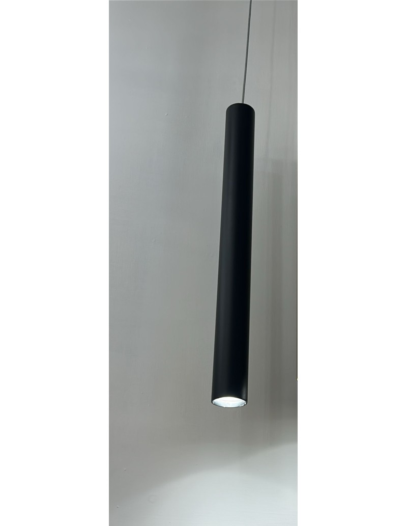 Lampada a sospensione Round cilindrica Ø 4 cm in metallo nero, GU10 | Top Light -TOP LIGHT