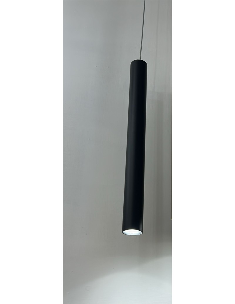 Lampada a sospensione Round cilindrica Ø 4 cm in metallo nero, GU10 | Top Light -TOP LIGHT