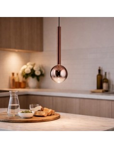 Sospensione LED Aura in metallo marrone con sfera in vetro soffiato Ø 12 cm | Ondaluce -ONDALUCE