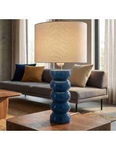 Lampada da tavolo in ceramica con paralume in tessuto, Ø 25 H 46 cm | Mauro Ferretti -MAURO FERRETTI