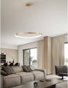 Lampada a sospensione LED Quirk anello ottone, 75 W CCT dimmerabile | Fabas Luce -FABAS LUCE