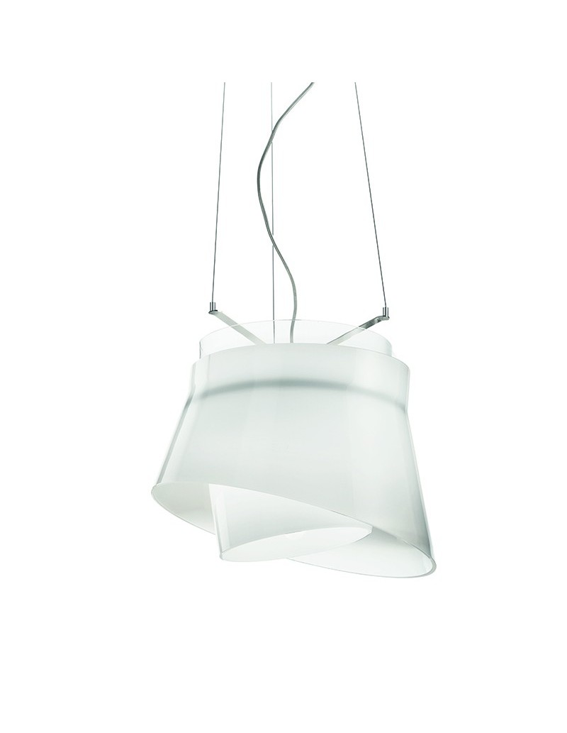 Lampada a sospensione Aria Ø 35 cm in vetro di Murano bianco su anello, E27 | Vistosi -VISTOSI
