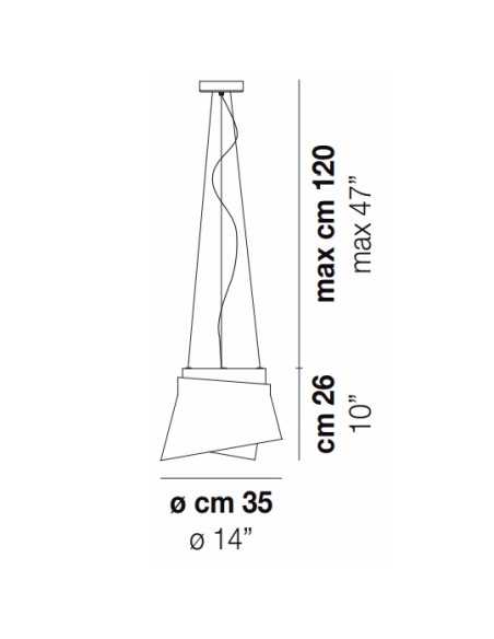 Lampada a sospensione Aria Ø 35 cm in vetro di Murano bianco su anello, E27 | Vistosi -VISTOSI