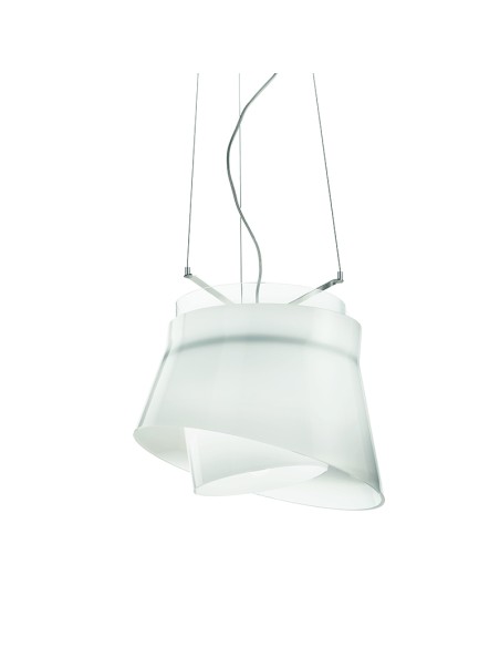 Lampada a sospensione Aria Ø 35 cm in vetro di Murano bianco su anello, E27 | Vistosi -VISTOSI