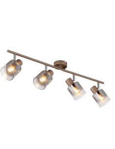 Faretto da parete Walton 4 luci su barra 70 cm, metallo marrone e vetro fumé | Globo -GLOBO LIGHTING