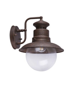 Applique lanterna da esterno con sfera in vetro, braccio color ruggine, E27 | Globo Lighting
