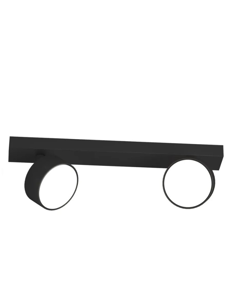 Binario Edra con 2 faretti orientabili in metallo verniciato nero, 34 cm, IP20 | Top Light -TOP LIGHT
