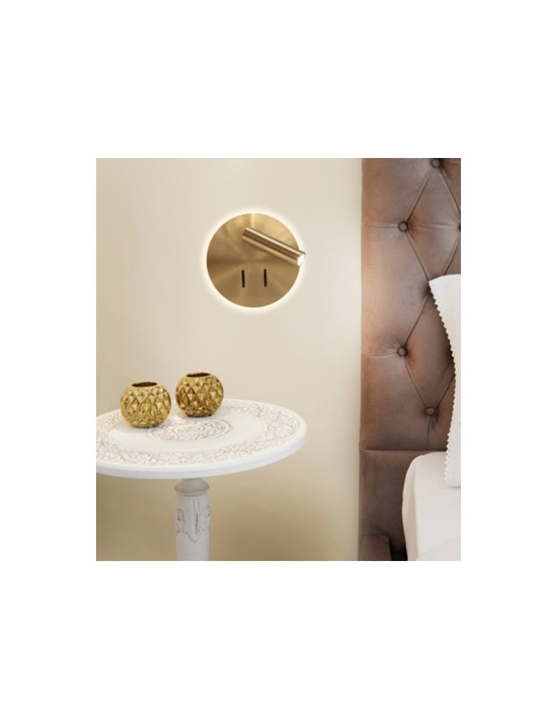 Applique da lettura Cayman tonda in metallo oro con LED direzionabile 3+6 W 3000 K | Mantra -MANTRA