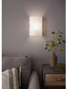 Applique Troy 3 con vetro arcuato bianco satinato e base nichel opaco, E14 | Eglo -EGLO