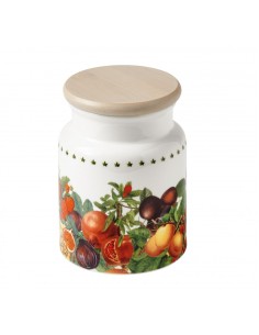 Le Primizie barattolo grande in porcellana decorata con tappo in bambù Ø 11 cm | Brandani -BRANDANI