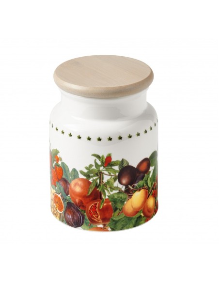 Le Primizie barattolo grande in porcellana decorata con tappo in bambù Ø 11 cm | Brandani -BRANDANI