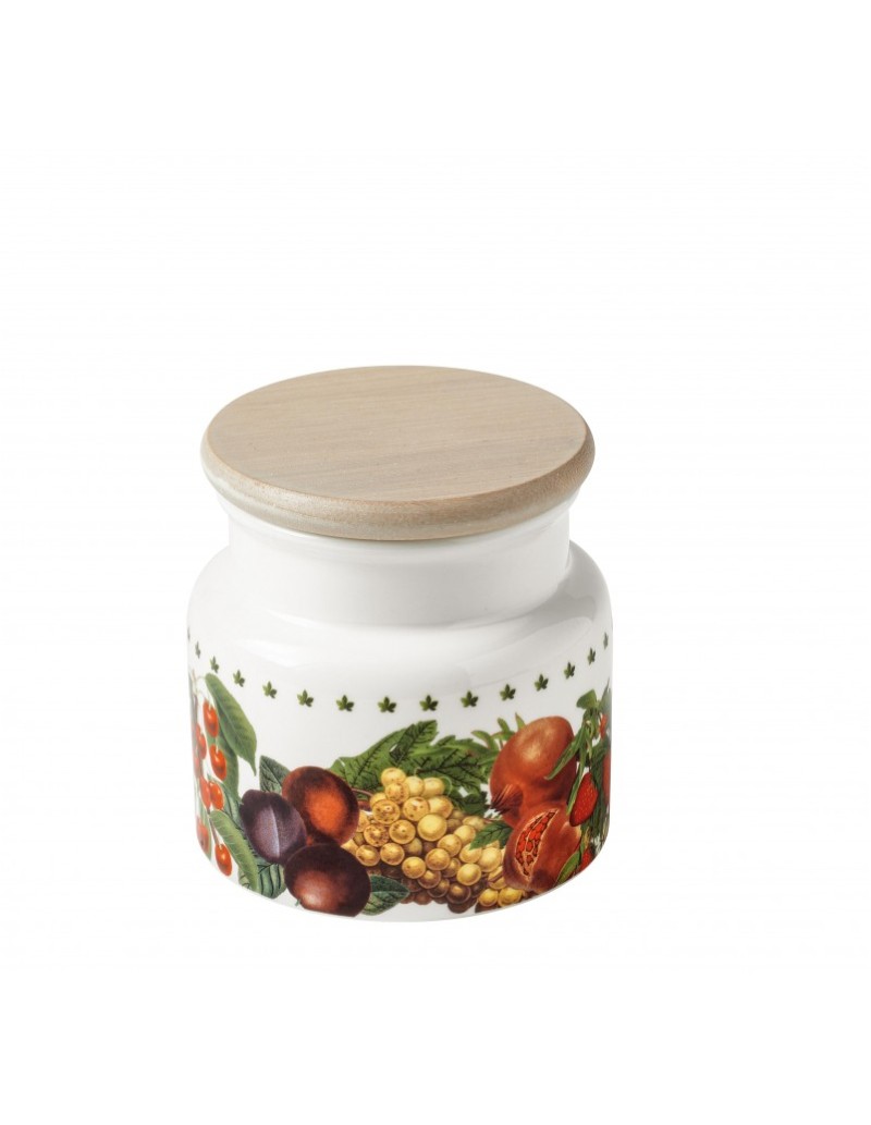 Le Primizie barattolo piccolo in porcellana decorata con tappo in bambù Ø 10,5 cm | Brandani -BRANDANI