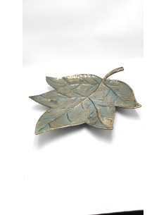 Centrotavola foglia shabby in metallo ossidato, 53x46 cm | Bolzonella -BOLZONELLA