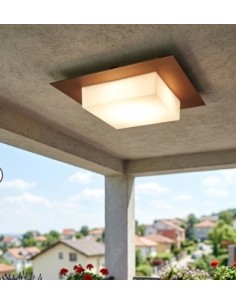 Applique plafoniera da esterno Miami Plus quadrata 35 cm in alluminio corten | Top Light -TOP LIGHT