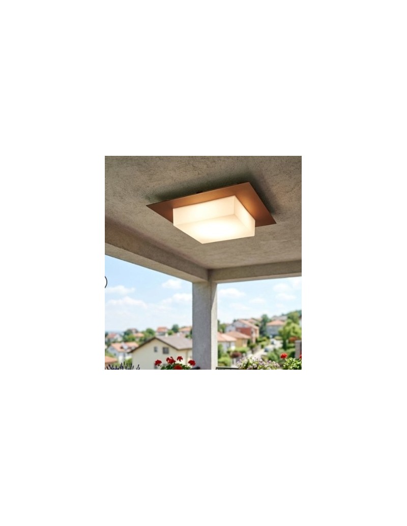 Applique plafoniera da esterno Miami Plus quadrata 35 cm in alluminio corten | Top Light -TOP LIGHT