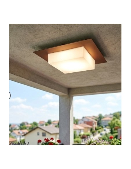 Applique plafoniera da esterno Miami Plus quadrata 35 cm in alluminio corten | Top Light -TOP LIGHT