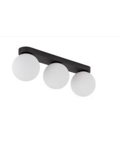 Plafoniera Mini 3 a 3 luci nera con sfere bianche, 37 x 12 x 10 cm | TK Lighting -TK LIGHTING