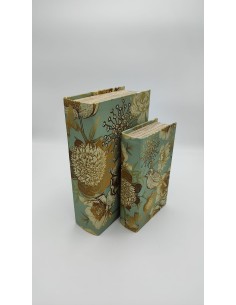 Set 2 libri contenitore in cartonato resinato, decoro Golden Flower | Innova Living -INNOVA LIVING