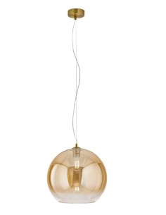 Sospensione Planet Ø 35 cm in vetro soffiato sfumato ambra e ottone brunito | Perenz -PERENZ