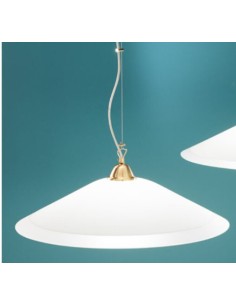 Sospensione Space Ø 57 in vetro bianco satinato con montatura oro spazzolato | Due P -DUE P
