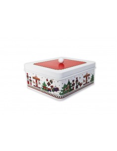 Scatola natalizia in metallo Lo Schiaccianoci con coperchio bianco e rosso | Brandani -BRANDANI