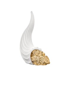 Cornucopia portafortuna bianco e oro in marmorino, H 14 cm, Vulcanici | Bongelli Preziosi -BONGELLI PREZIOSI