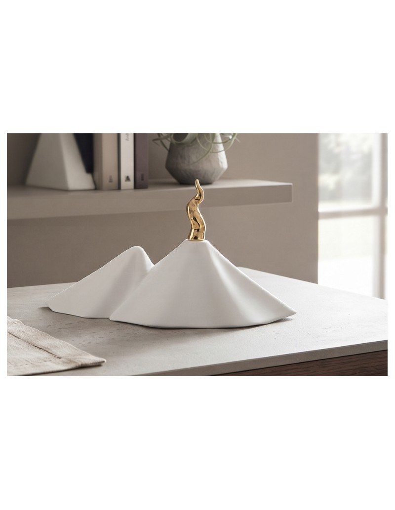 Scultura vesuvio bianco con corno oro h26...