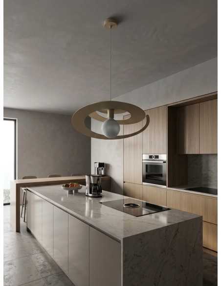 Sospensione Spring Ø 50 cm in ferro tortora traforato al laser, E27 | Bonetti Illumina -BONETTI ILLUMINA