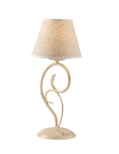 Lumetto Vienna in ferro laccato avorio e oro, paralume effetto juta, E14 | Bonetti Illumina -BONETTI ILLUMINA
