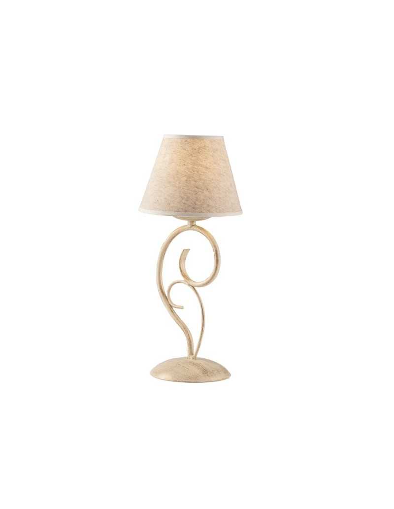 Lumetto Vienna in ferro laccato avorio e oro, paralume effetto juta, E14 | Bonetti Illumina -BONETTI ILLUMINA