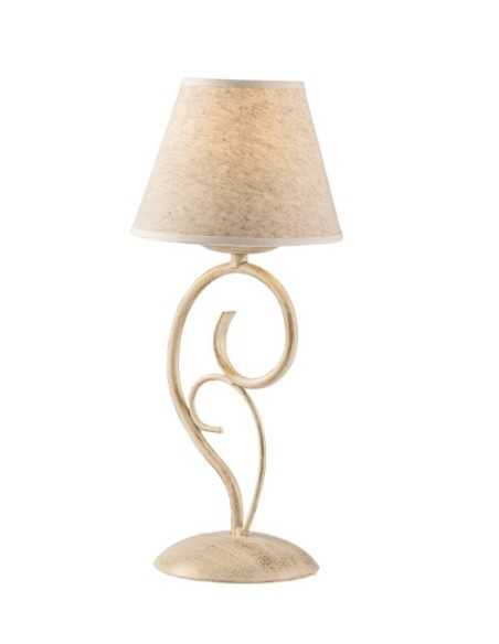 Lumetto Vienna in ferro laccato avorio e oro, paralume effetto juta, E14 | Bonetti Illumina -BONETTI ILLUMINA