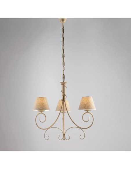 Lampadario Vienna 3 luci in ferro laccato avorio e oro, Ø 52 cm, E14 | Bonetti Illumina -BONETTI ILLUMINA