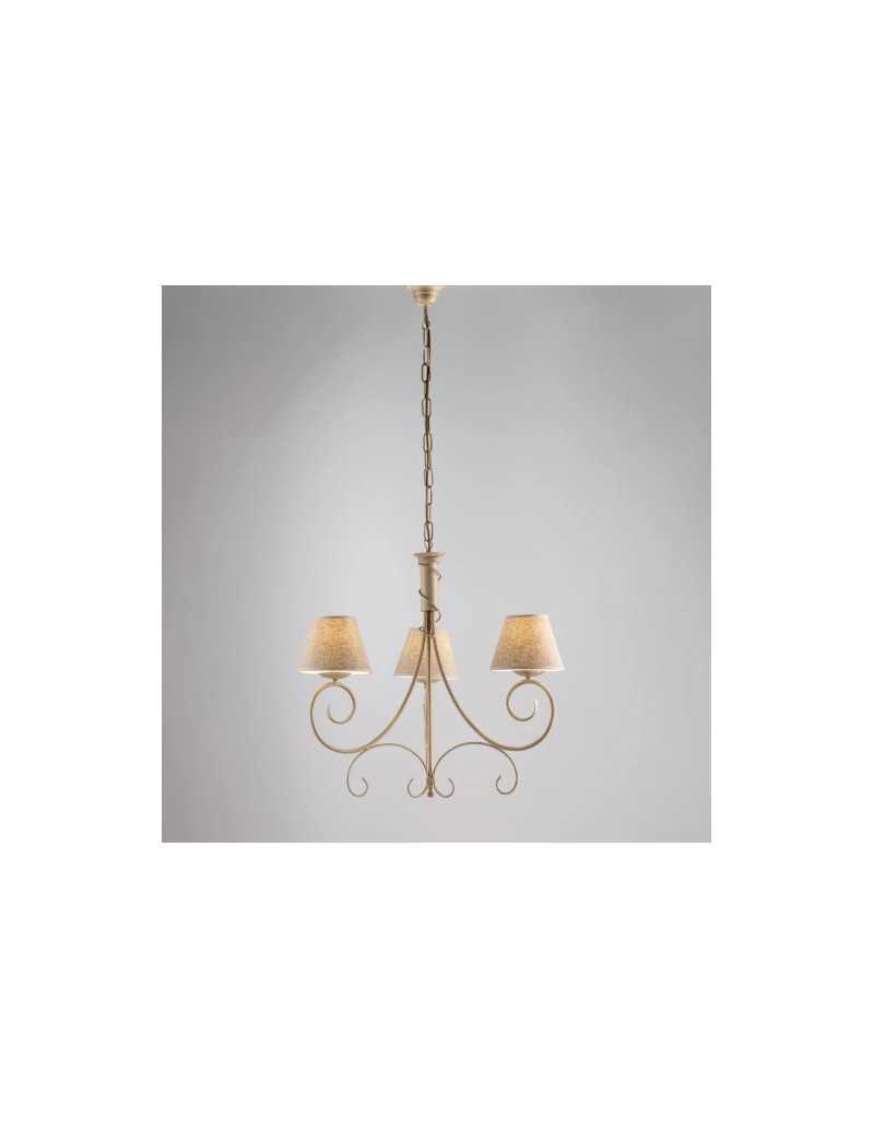 Lampadario Vienna 3 luci in ferro laccato avorio e oro, Ø 52 cm, E14 | Bonetti Illumina -BONETTI ILLUMINA