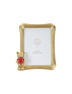 Cornice portafoto Bear oro con orsetto e cuore rosso, foto 15x20 cm | Mauro Ferretti
