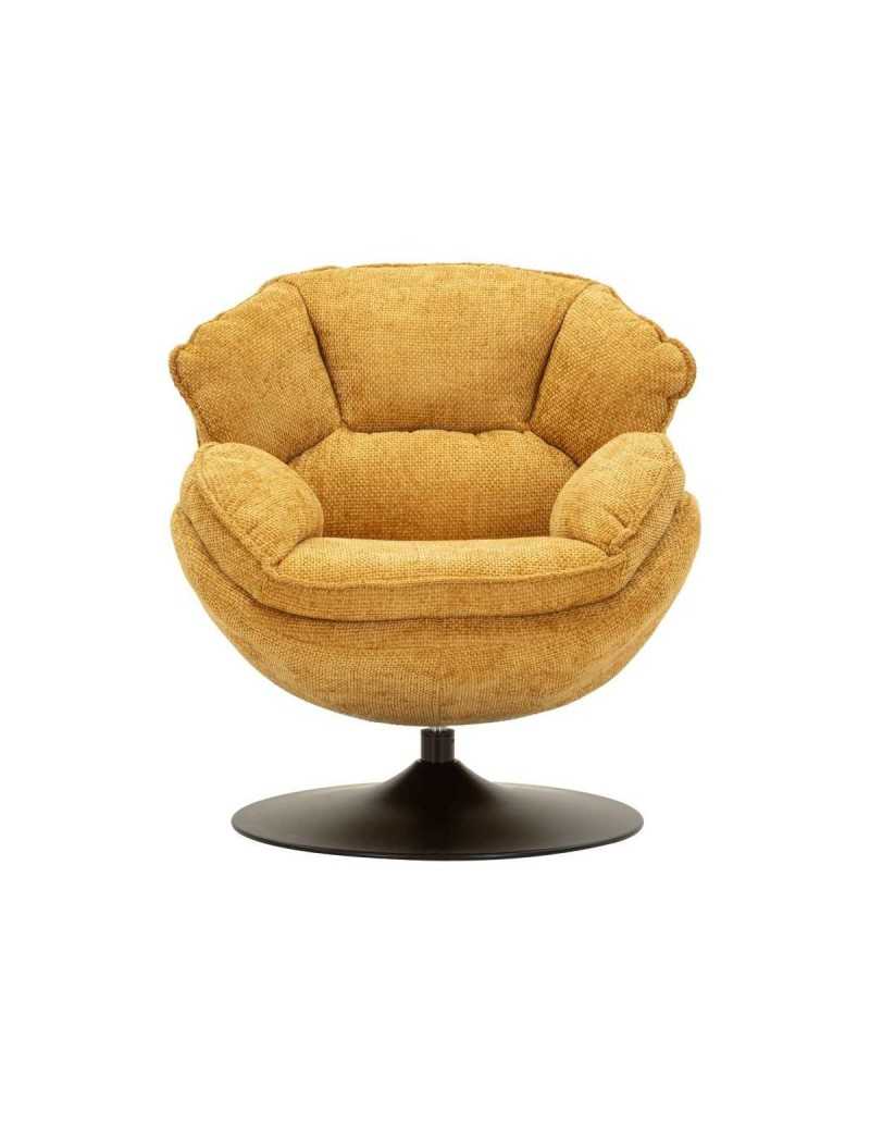 Poltrona girevole Amburgo senape in stile retrò, 85 x 80 x 81 cm | Mauro Ferretti -MAURO FERRETTI
