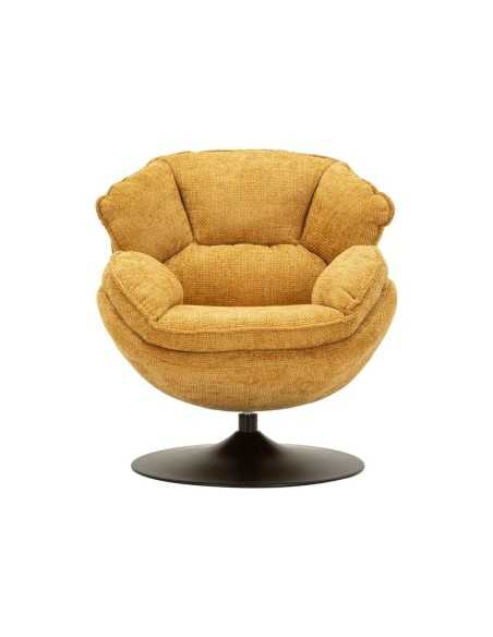 Poltrona girevole Amburgo senape in stile retrò, 85 x 80 x 81 cm | Mauro Ferretti -MAURO FERRETTI