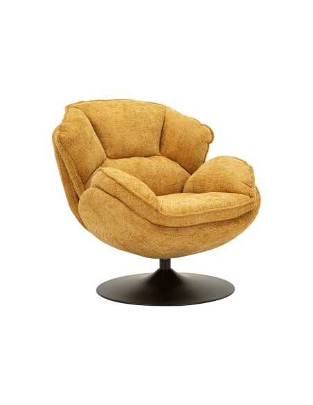 Poltrona girevole Amburgo senape in stile retrò, 85 x 80 x 81 cm | Mauro Ferretti -MAURO FERRETTI