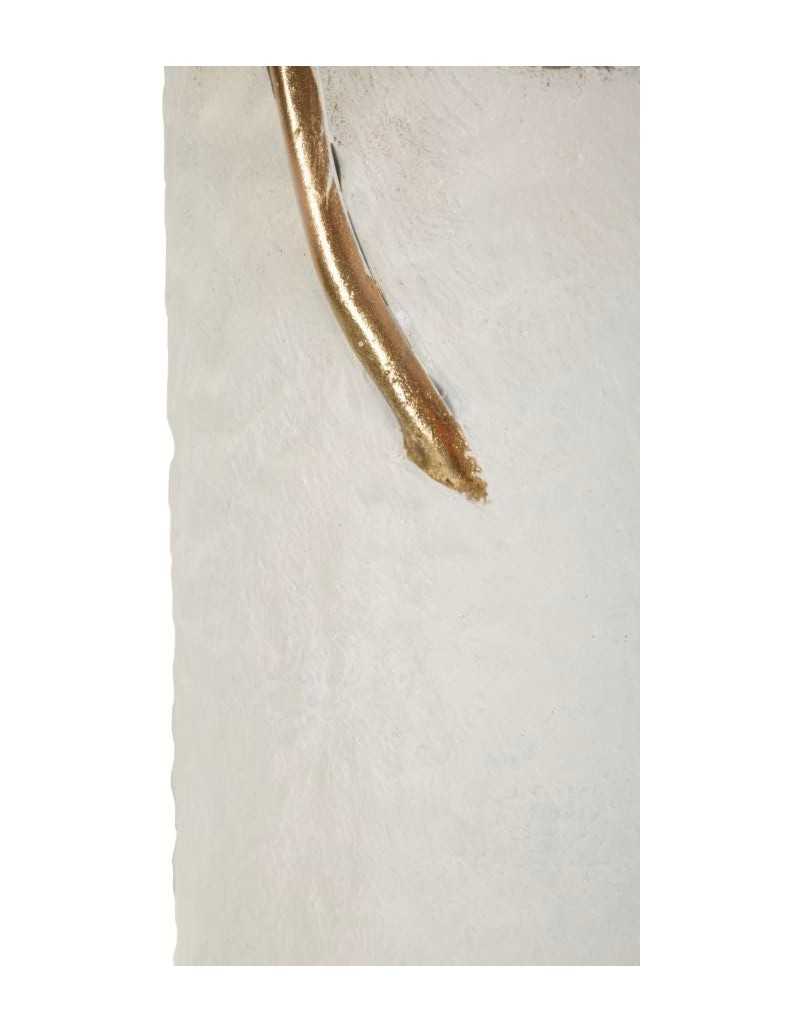Vaso Leaf in metallo bianco con foglie dorate, 17 x 17 x 47,5 cm | Mauro Ferretti -MAURO FERRETTI