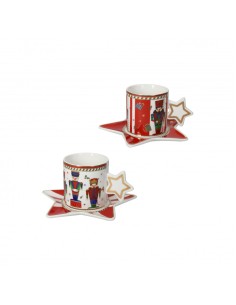 Set 2 tazzine da caffè con piattino a stella Lo Schiaccianoci | Brandani -BRANDANI