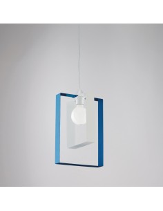 Sospensione Duplo 1 luce in ferro laccato bianco e azzurro, Ø 25 cm, E27 | Bonetti Illumina -BONETTI ILLUMINA