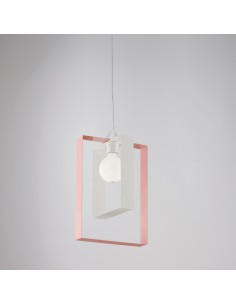 Sospensione Duplo 1 luce in ferro laccato bianco e rosa, Ø 25 cm, E27 | Bonetti Illumina -BONETTI ILLUMINA